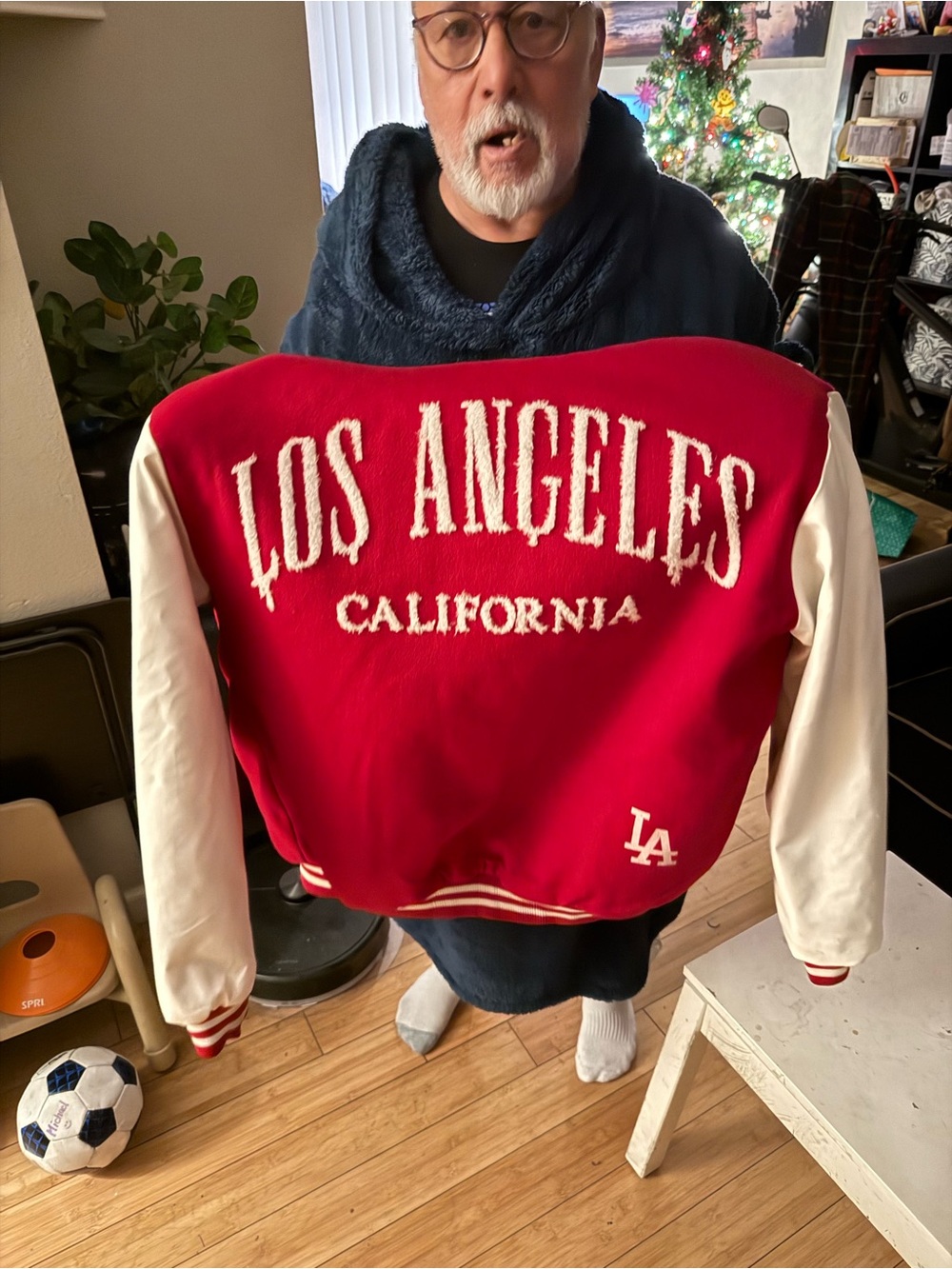 Los Angeles California Red & White Varsity Jacket